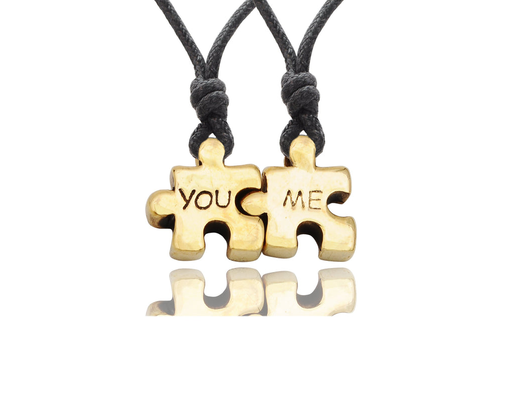 Best Friend Puzzle Silver Pewter Gold Brass Charm Necklace Pendant