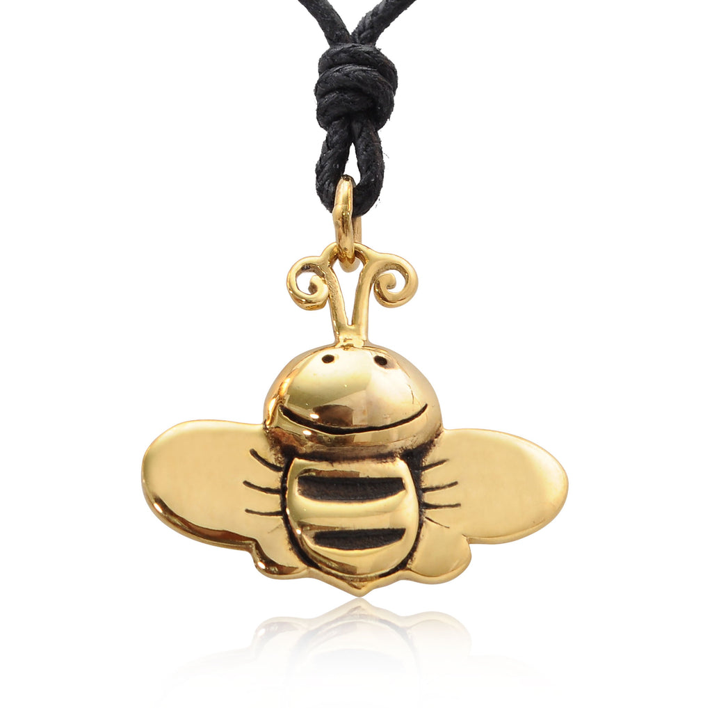 Lovely Bee Pewter Silver Gold Brass Necklace Pendant Jewelry