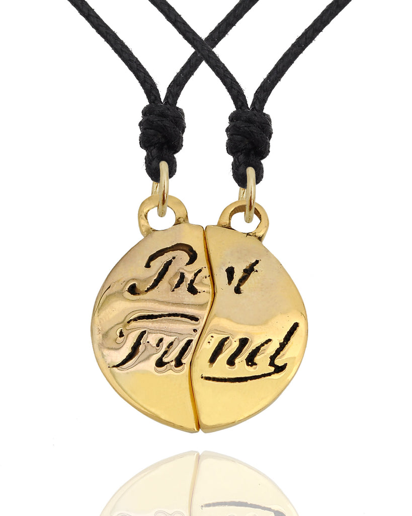 Bestfriend Couple Pendant Silver Pewter Gold Brass Charm Necklace Pendant Jewelr