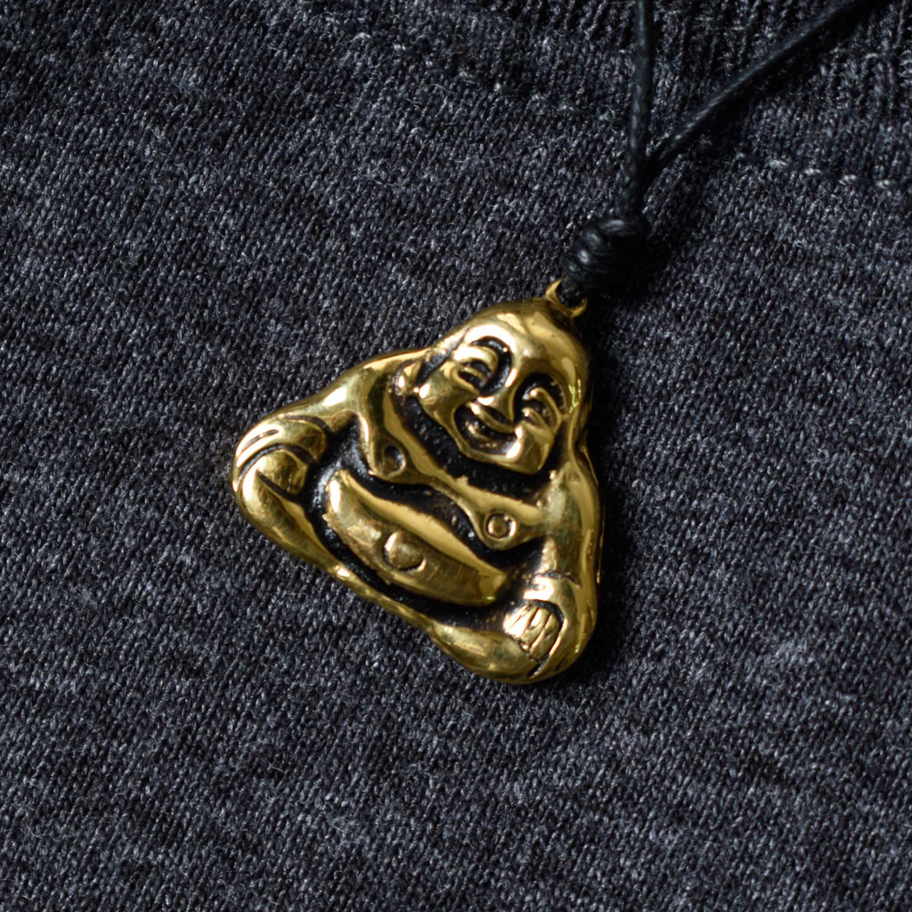 Laughing Zen Buddha Lucky 92.5 Sterling Silver Brass Charm Necklace Pendant