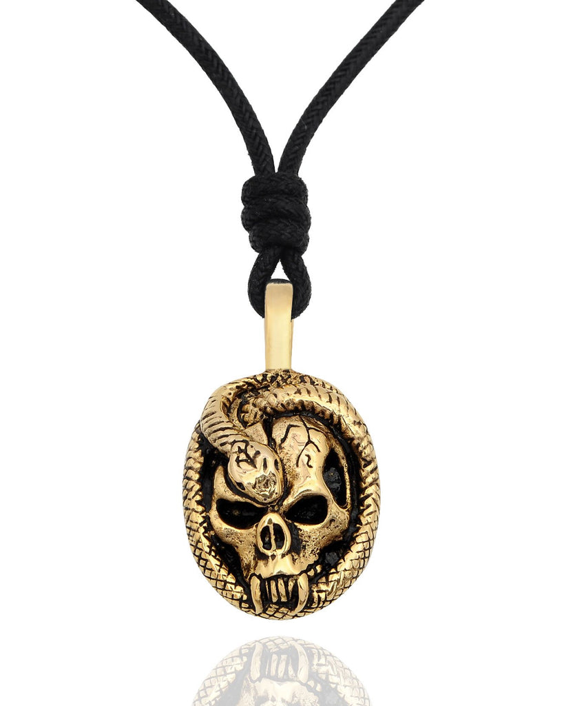Skull & Snake Silver Pewter Gold Brass Charm Necklace Pendant Jewelry
