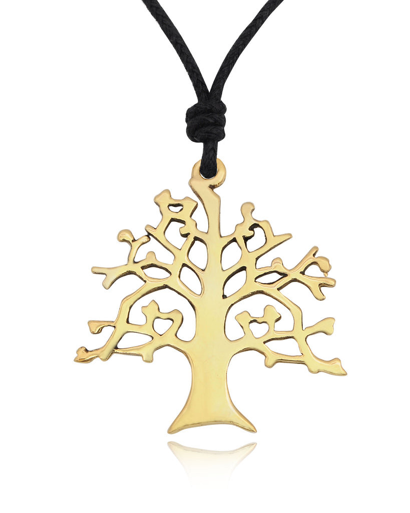 Oak Tree 92.5 Sterling Silver Gold Brass Charm Necklace Pendant Jewelry