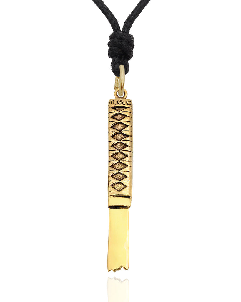 Sword Samurai 92.5 Sterling Silver Gold Brass Necklace Pendant Jewelry