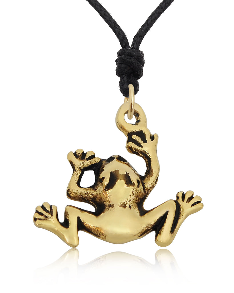Frog Toad Prince 92.5 Sterling Silver Gold Brass Charm Necklace Pendant Jewelry