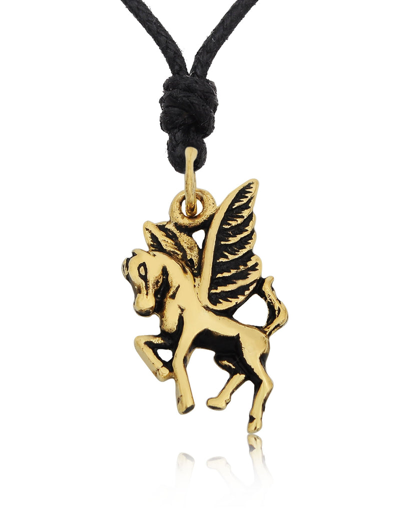 Cute Pegasus 92.5 Sterling Silver Gold Brass Charm Necklace Pendant Jewelry