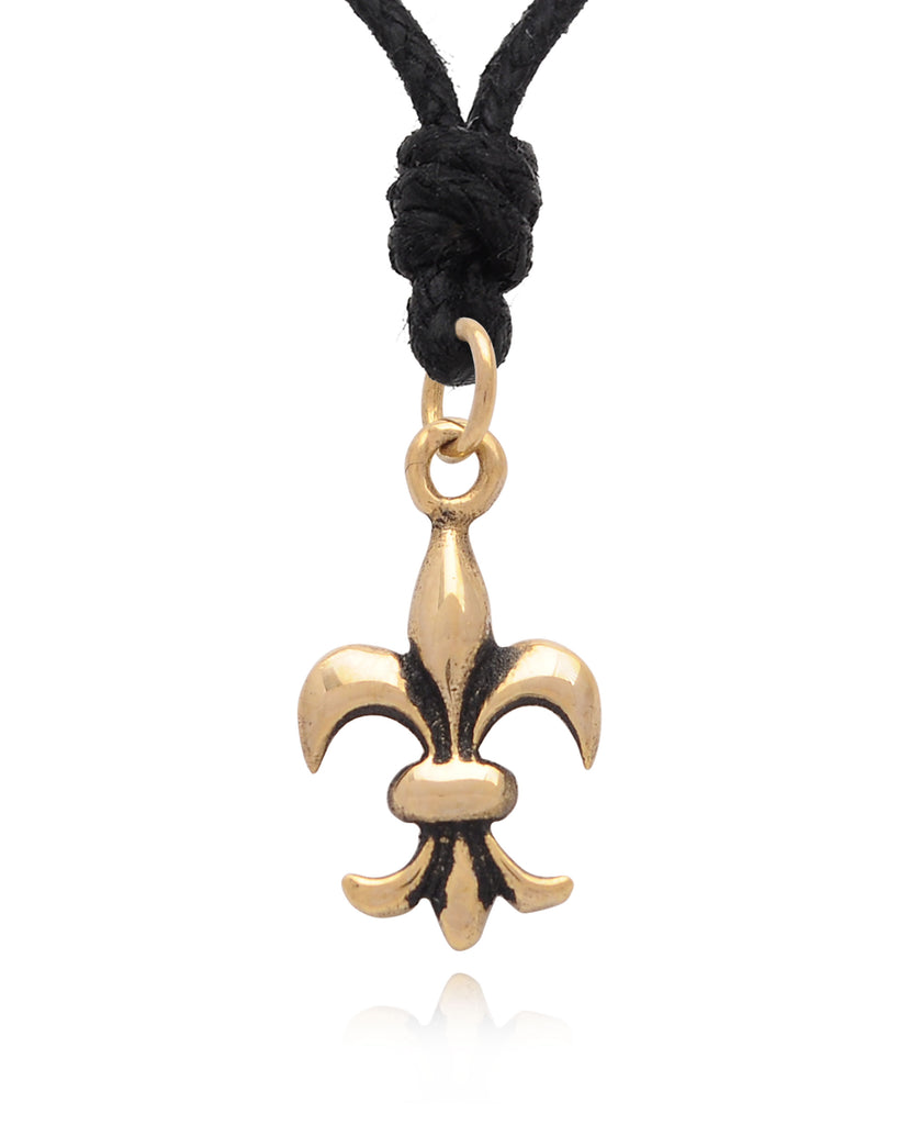 French Fleur De Lis 92.5 Sterling Silver Gold Brass Necklace Pendant Jewelry