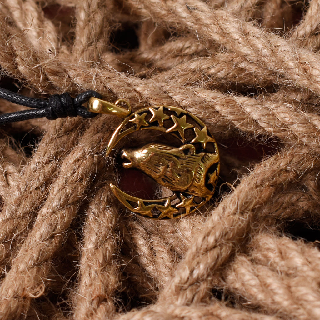 Wolf Howling Moon Indian 92.5 Sterling Silver Charm Necklace Pendent Jewelry