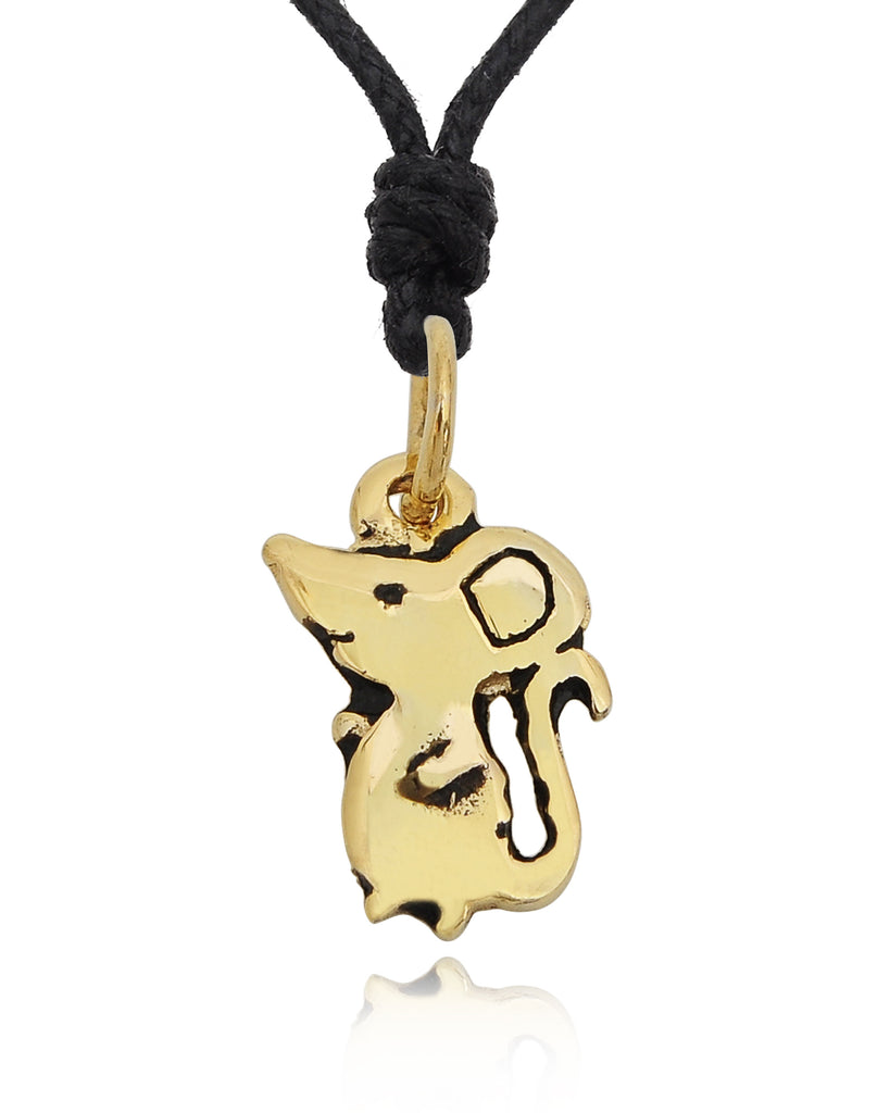 Little Mice Handmade Brass Charm Necklace Pendant Jewelry