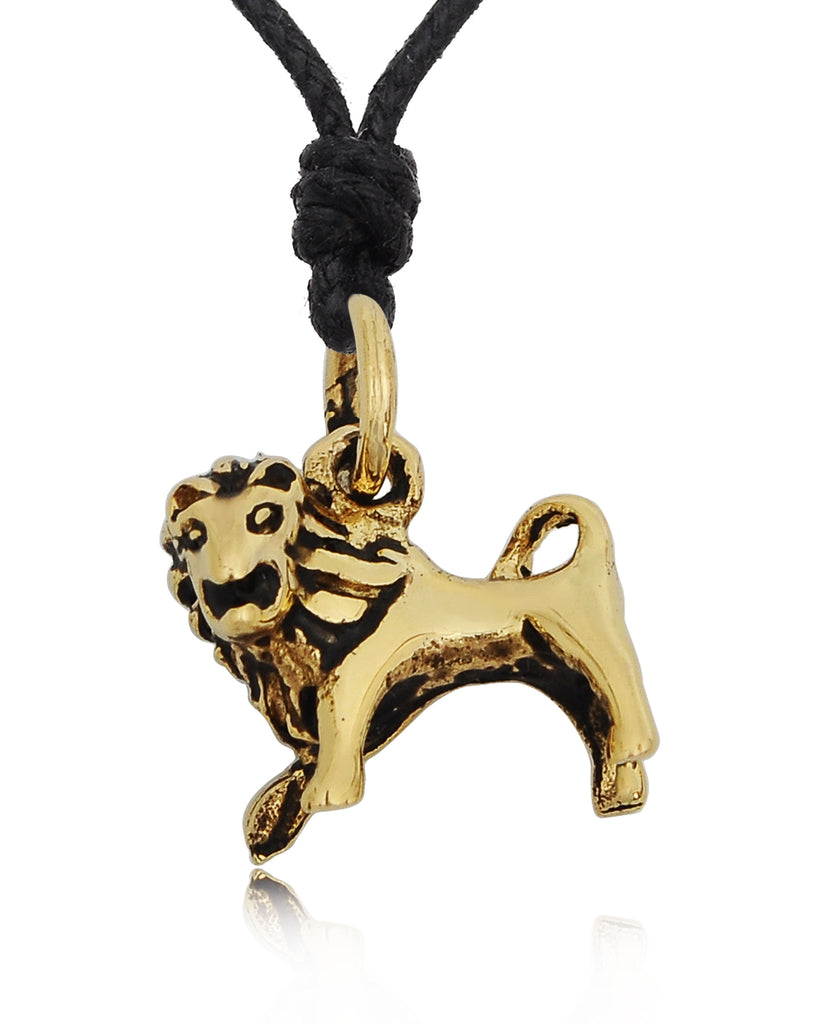 Lion Big Cat 92.5 Sterling Silver Gold Brass Charm Necklace Pendant Jewelry