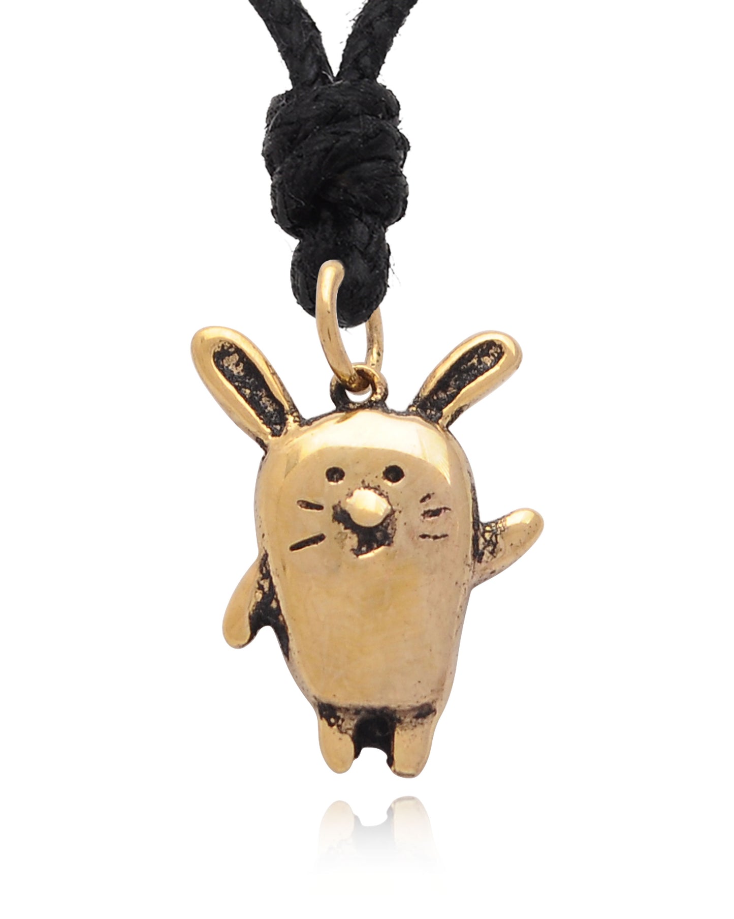 Greeting Rabbit Size M & S Silver Pewter Gold Brass Necklace Pendant Jewelry