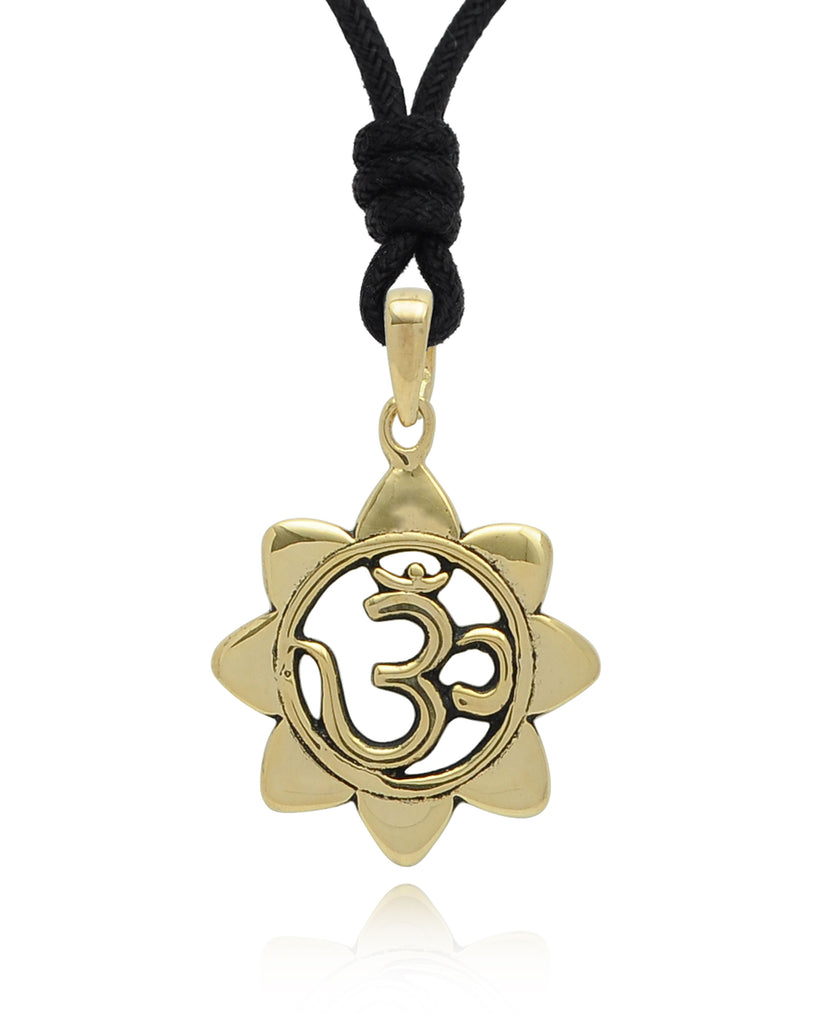 Sunflower Hindu Ohm 92.5 Sterling Silver Pewter Gold Brass Necklace Pendant Jewelry