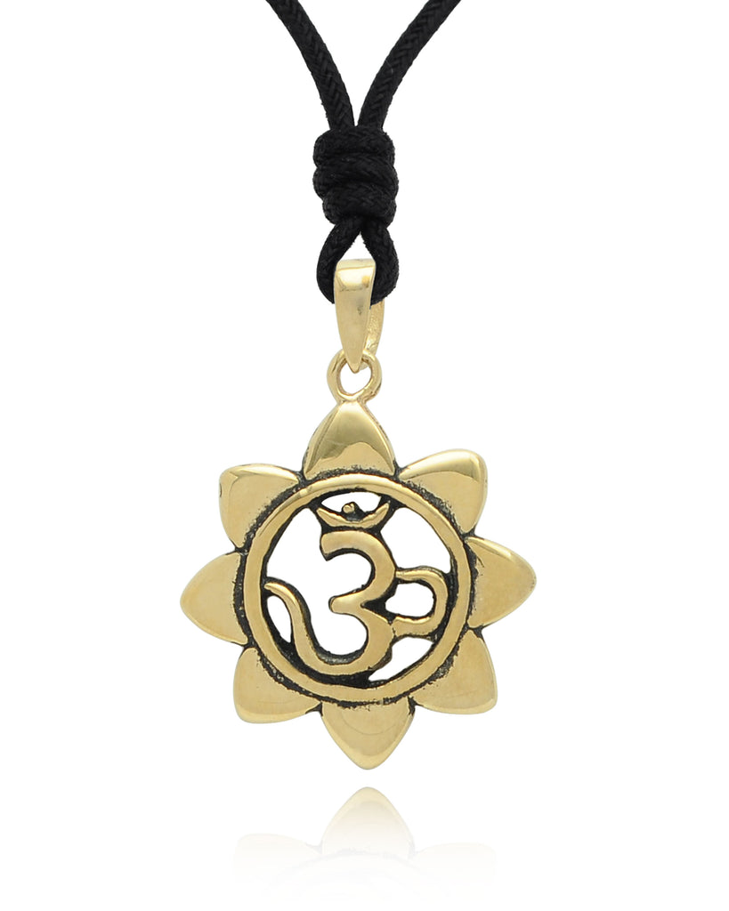 Sunflower Hindu Ohm 92.5 Sterling Silver Pewter Gold Brass Necklace Pendant Jewelry