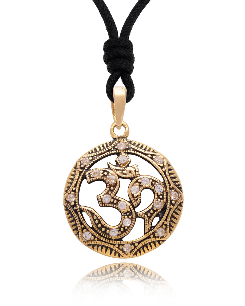 Ohm Aum Om Handcrafted Silver Pewter Brass Charm Necklace Pendant Jewelry