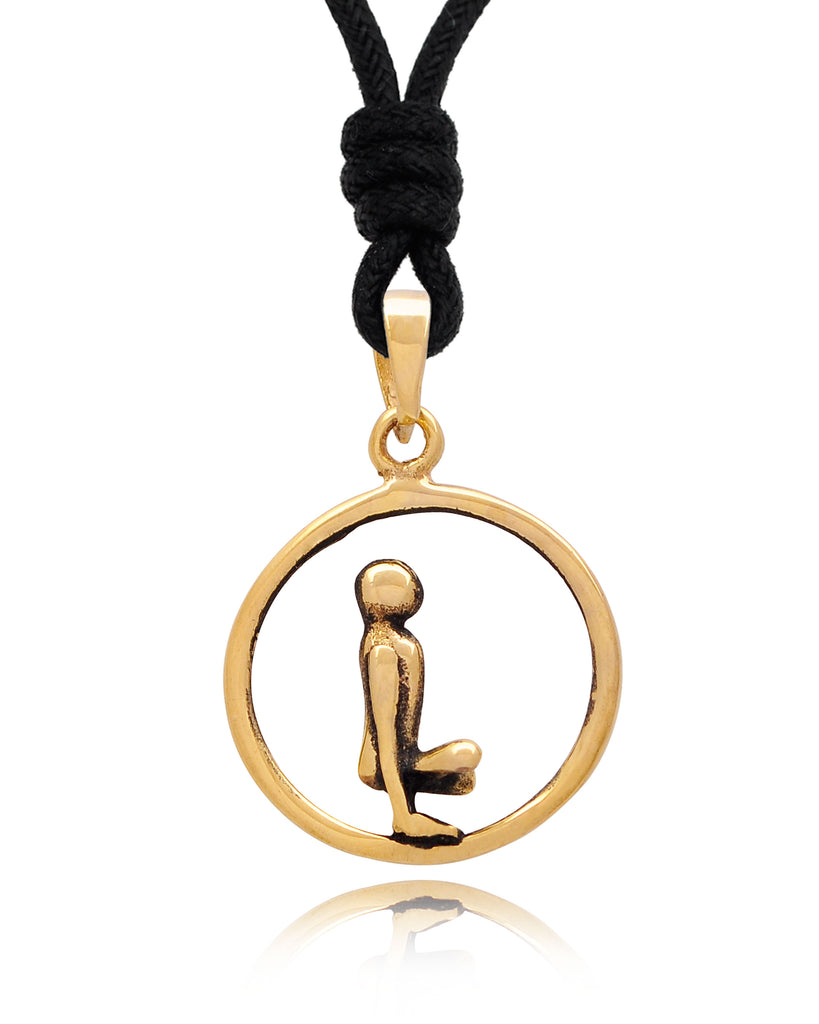 Yoga Pose 92.5 Sterling Silver Gold Brass Charm Necklace Pendant Jewelry