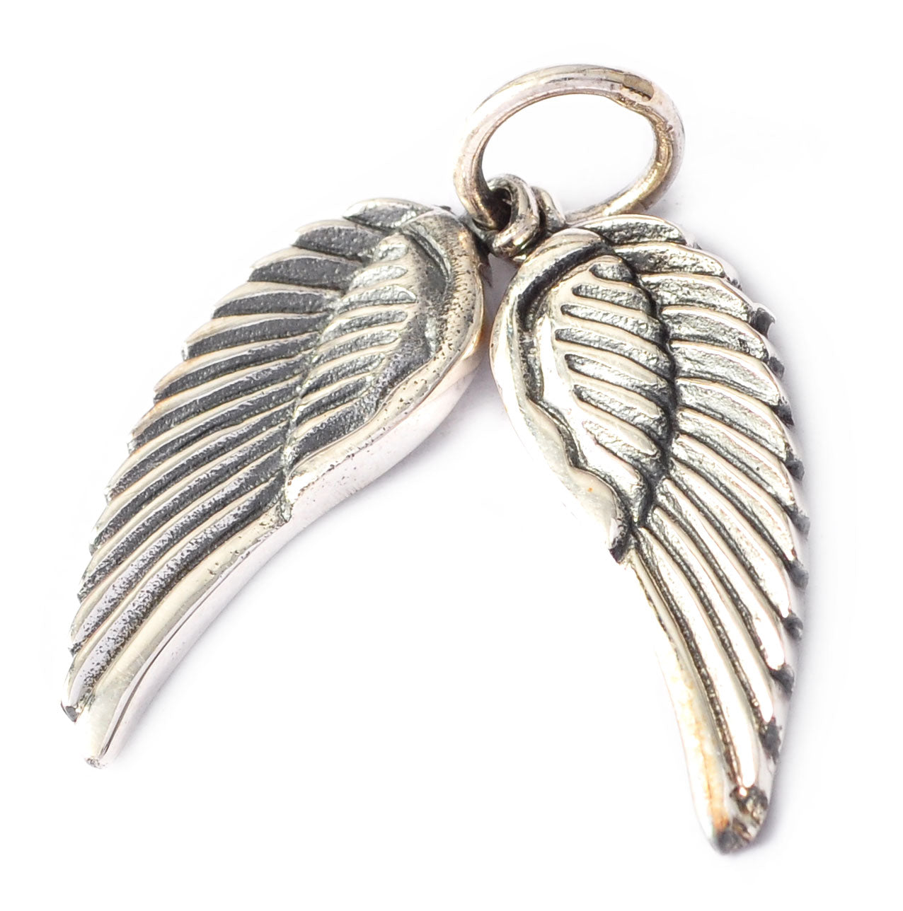 Pair Angel Wings 92.5 Sterling Silver Pewter Charm Necklace Pendant Jewelry