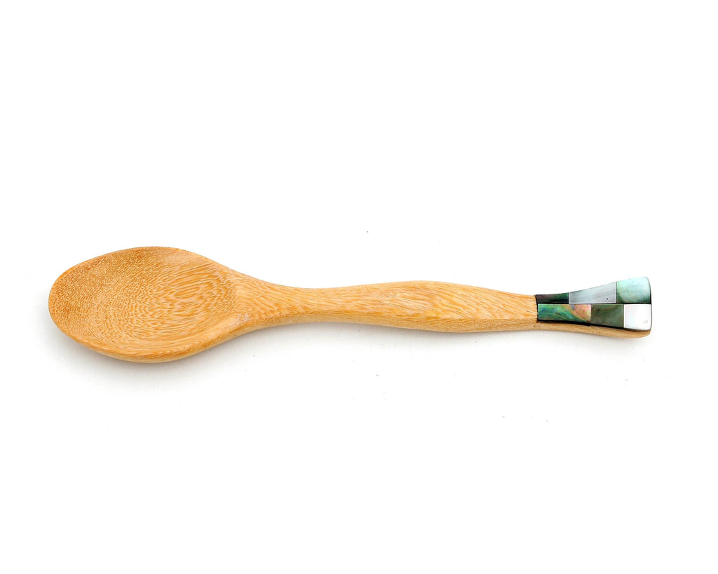 Myanmar Natural Wooden Coffee Tea Spoon With Mother of Pearl Inlay Handle