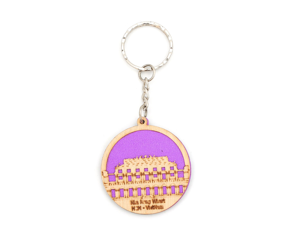Vietnamese Symbols Handmade Circle Wooden Key Chains