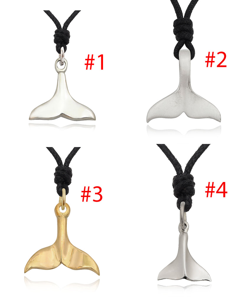 Unique Whale Tail Silver Pewter Brass Charm Necklace Pendant Jewelry