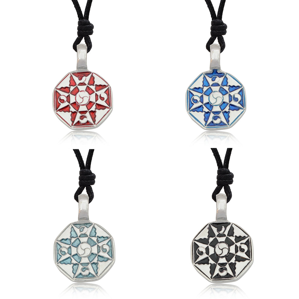 Colorful Owl Totem Silver Pewter Charm Necklace Pendant Jewelry