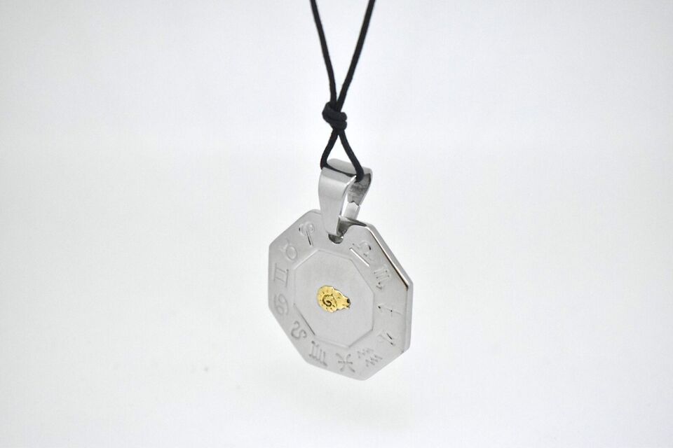 Sign Constellation Zodiac 18K Gold & Stainless Steel Necklace Pendant Jewelry