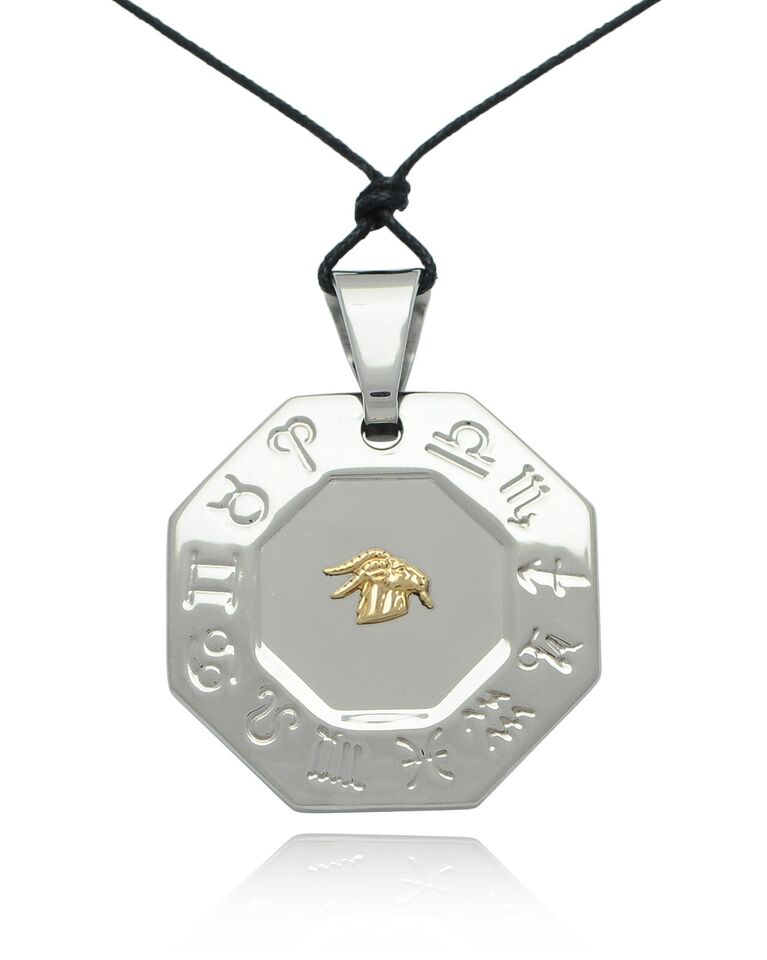 Sign Constellation Zodiac 18K Gold & Stainless Steel Necklace Pendant Jewelry