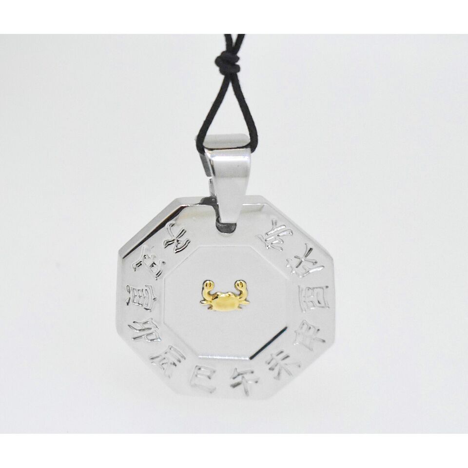 Sign Zodiac (Chinese letter) 18K Gold & Stainless Steel Necklace Pendant Jewelry