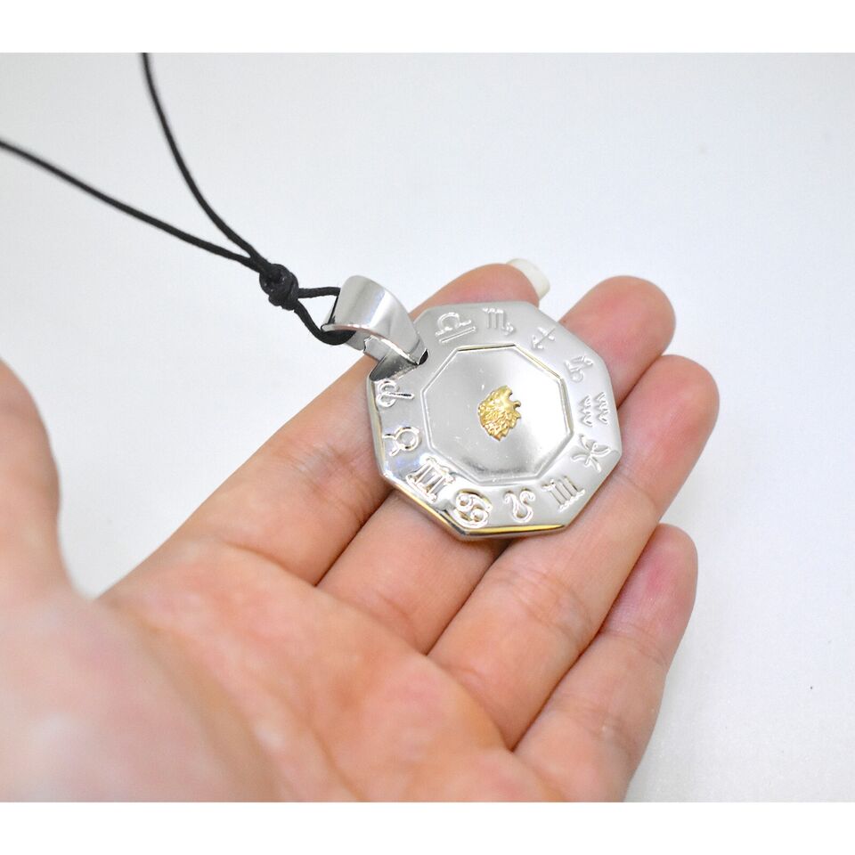 Sign Constellation Zodiac 18K Gold & Stainless Steel Necklace Pendant Jewelry