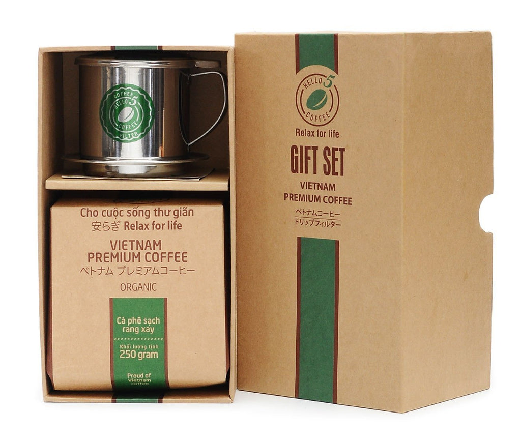 Hello 5 Vietnamese Premium Coffee 250 Grams Gift Set Organic, Deluxe