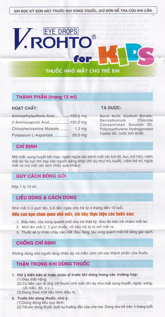 V Rohto FOR KIDS - VRohto Eye Drops: Nutrient Support and Eye Fatigue Recovery for Children
