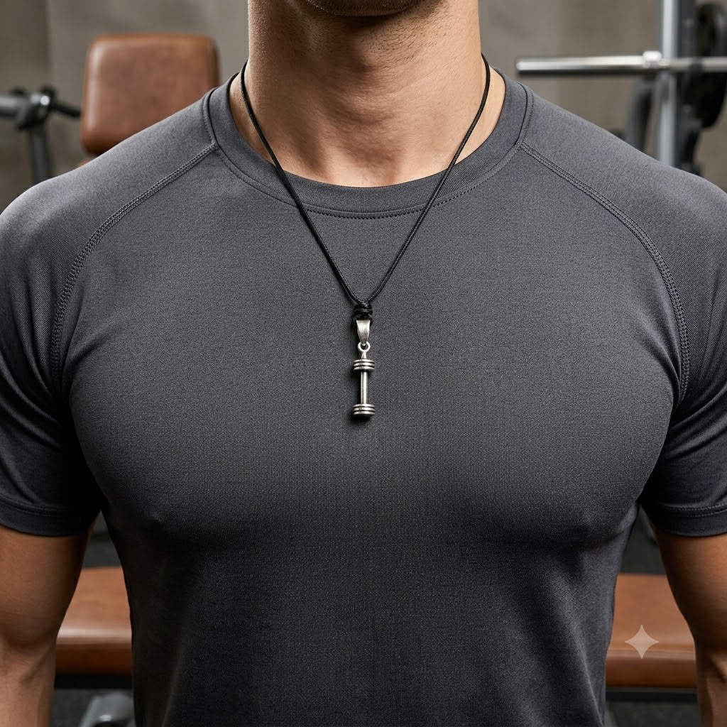 Mini Dumbbell Necklace Sterling-silver Brass Charm Necklace Pendant Jewelry