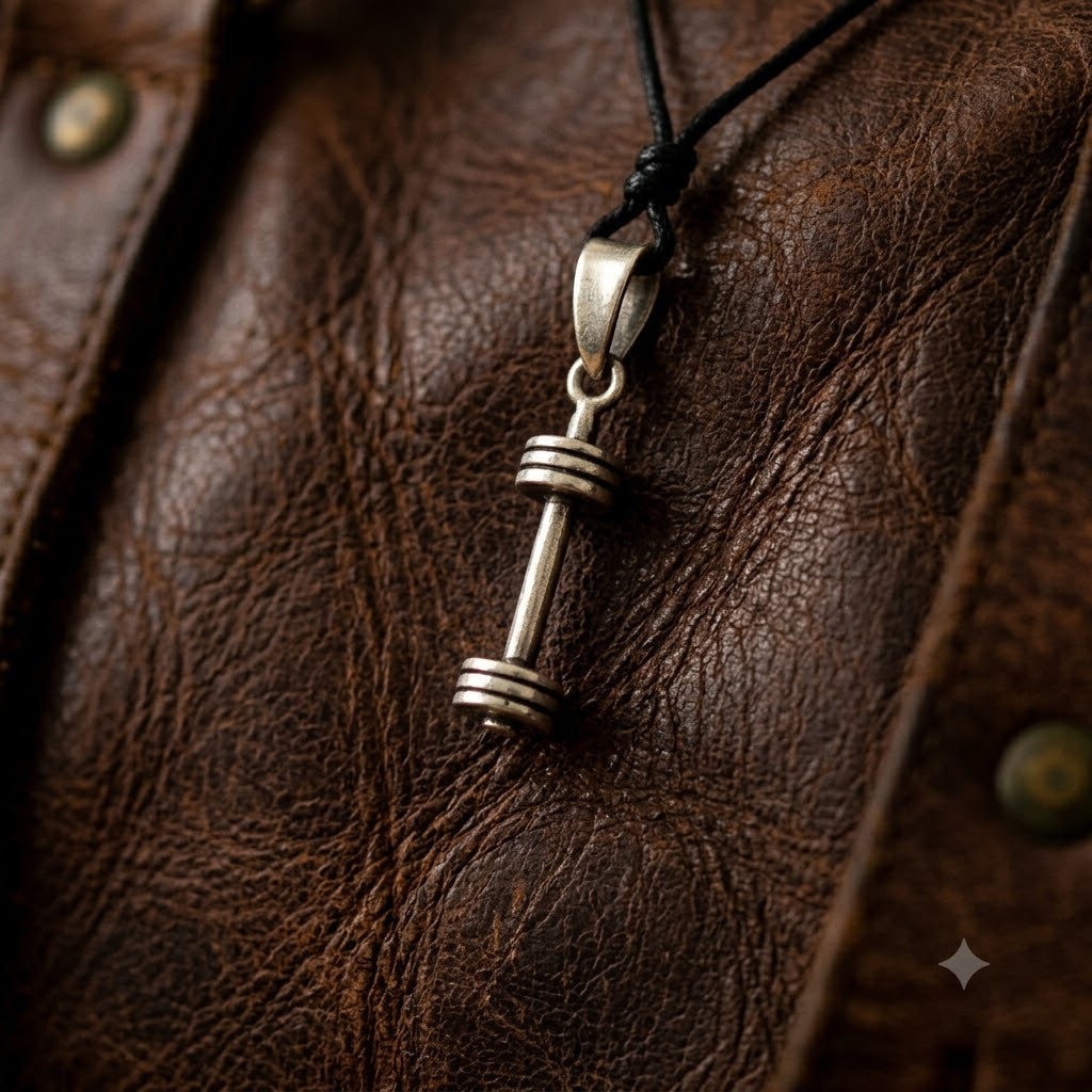 Mini Dumbbell Necklace Sterling-silver Brass Charm Necklace Pendant Jewelry