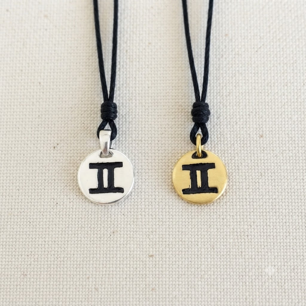 Astrology Gold 92.5 Sterling Silver Brass Charm Necklace Pendant Horoscope Zodiac