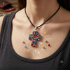 Elegant Multicolor Rhinestone Cross Charm 92.5 Sterling Silver  Necklace Pendant Jewelry