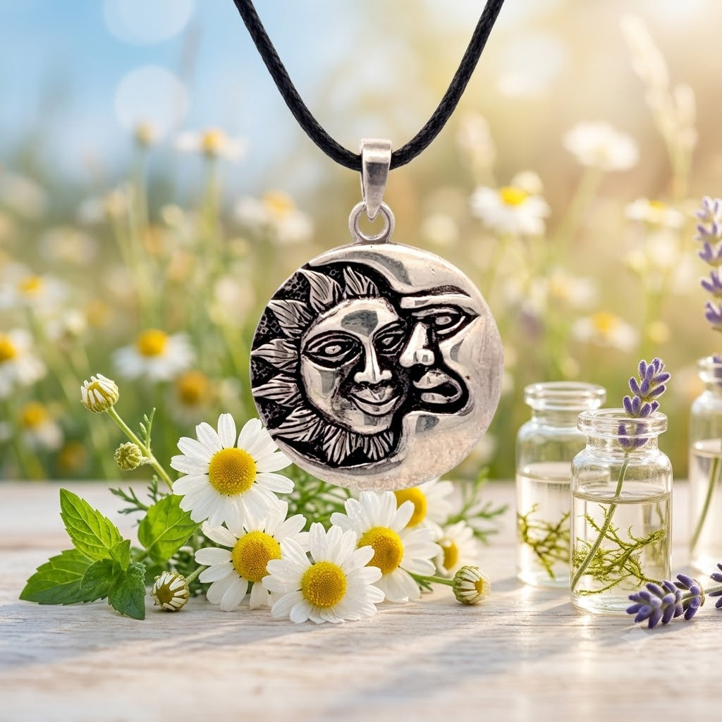 Sun Moon Ying Yang 92.5 Sterling Silver Pewter Brass Charm Necklace Pendant Jewelry