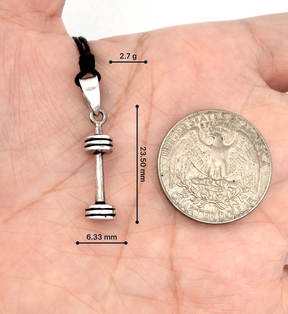 Mini Dumbbell Necklace Sterling-silver Brass Charm Necklace Pendant Jewelry