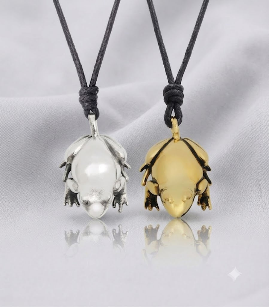 Cute Frog 92.5 Sterling Silver Charm Necklace Pendant Jewelry