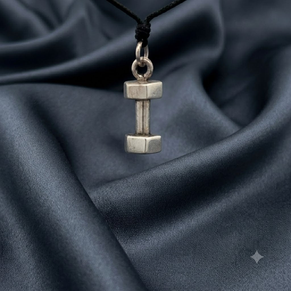 Mini Dumbbell Necklace Sterling-silver Brass Charm Necklace Pendant Jewelry