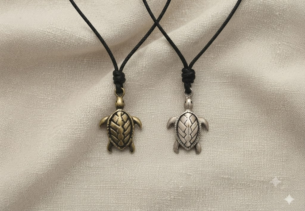 Turtle Tortoise Wildlife 92.5 Sterling Silver Gold Brass Necklace Pendant