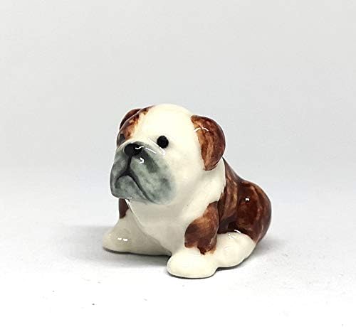 Cute Pitbull Dog Figurine Brown Ceramic Animals Hand Painted Home Decor