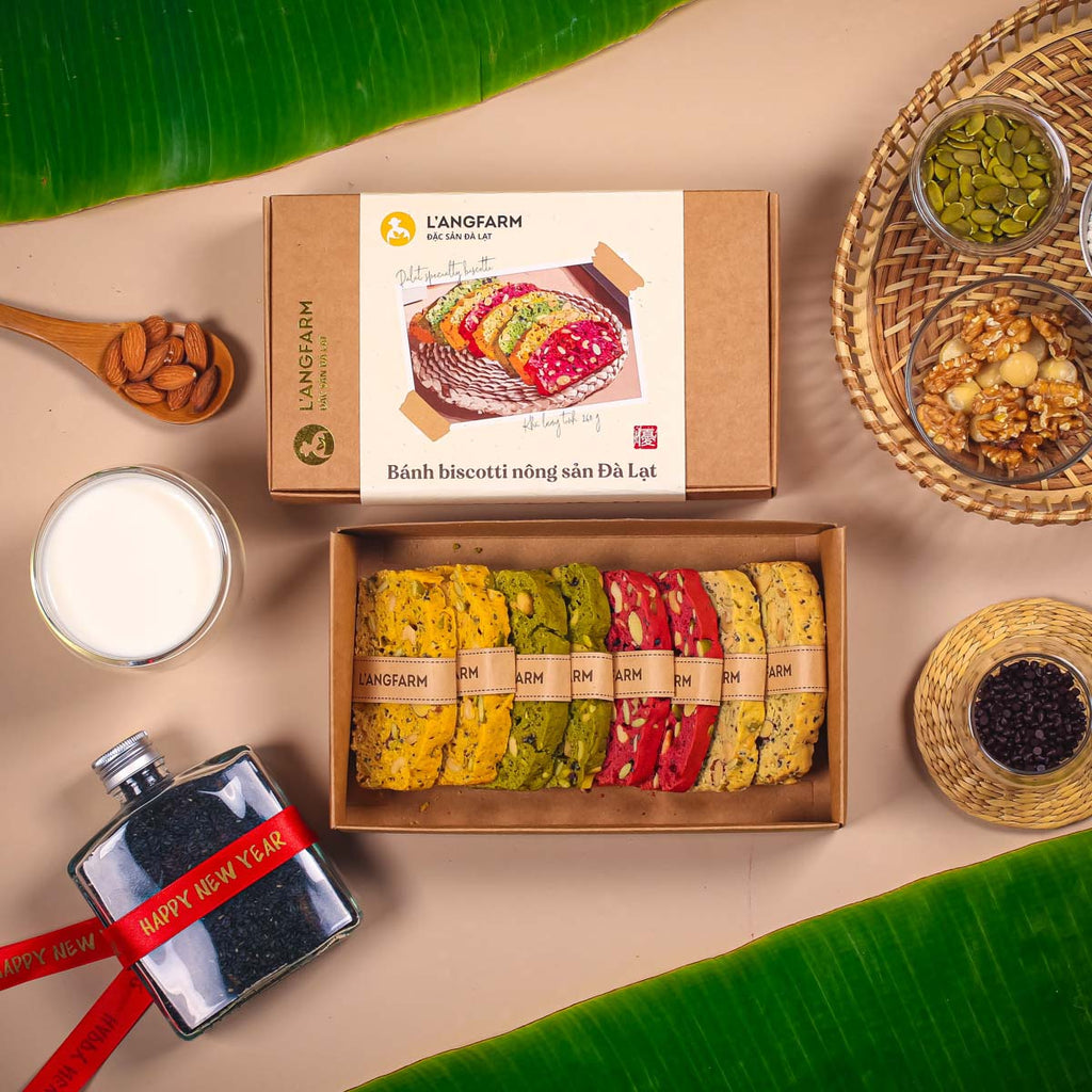 Langfarm-Biscotti Cookies Raisu Style Box 4 Unique Flavors 260g
