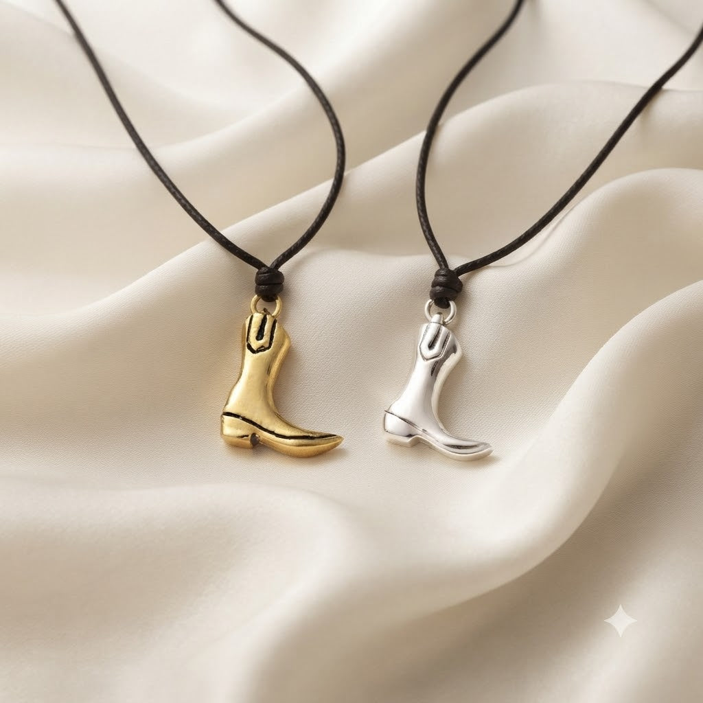 Women's Boots Pendant Sterling Silver Gold Brass Charm Necklace Pendant Jewelry