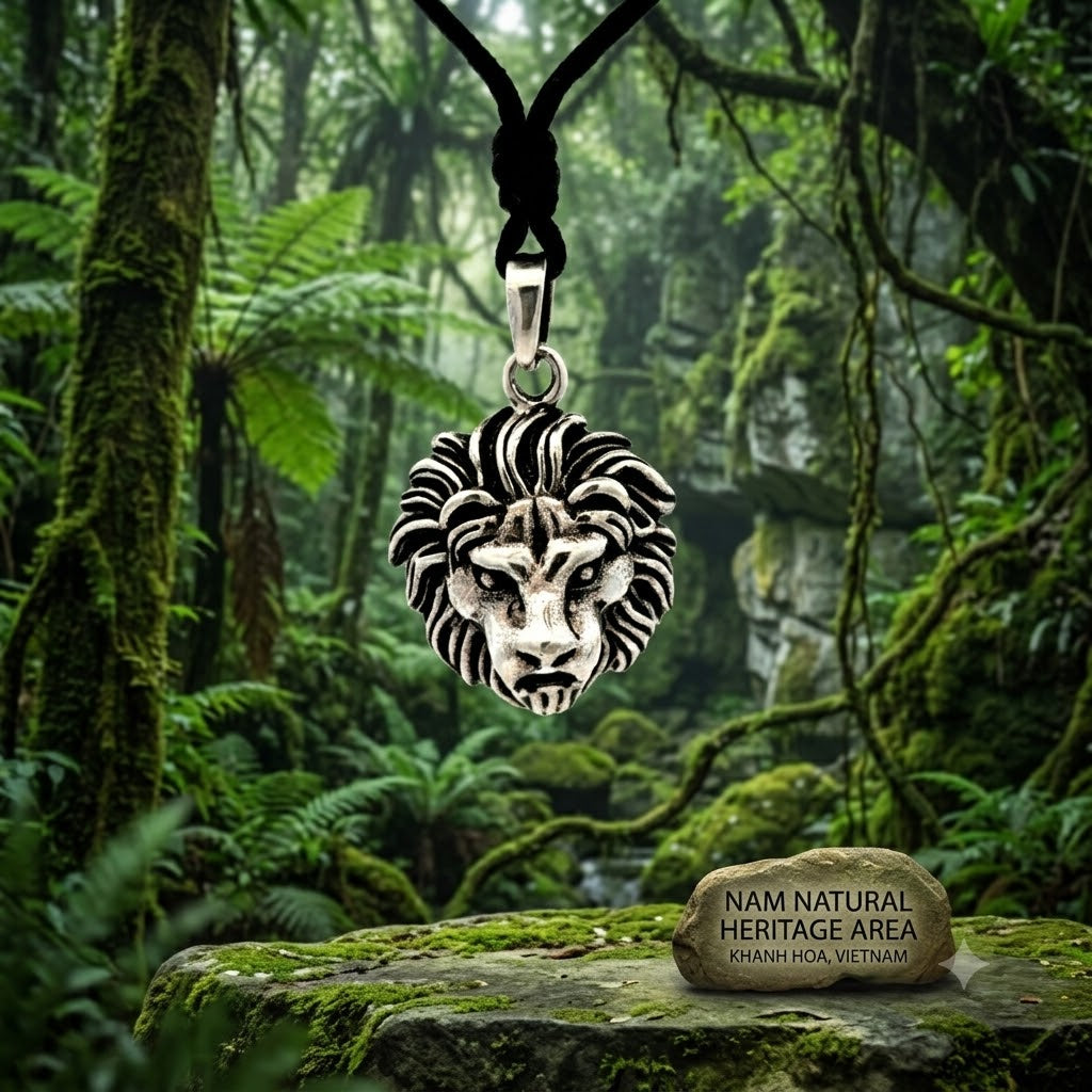 Lion Head 92.5 Sterling Silver Gold Brass Charm Necklace Pendant Jewelry