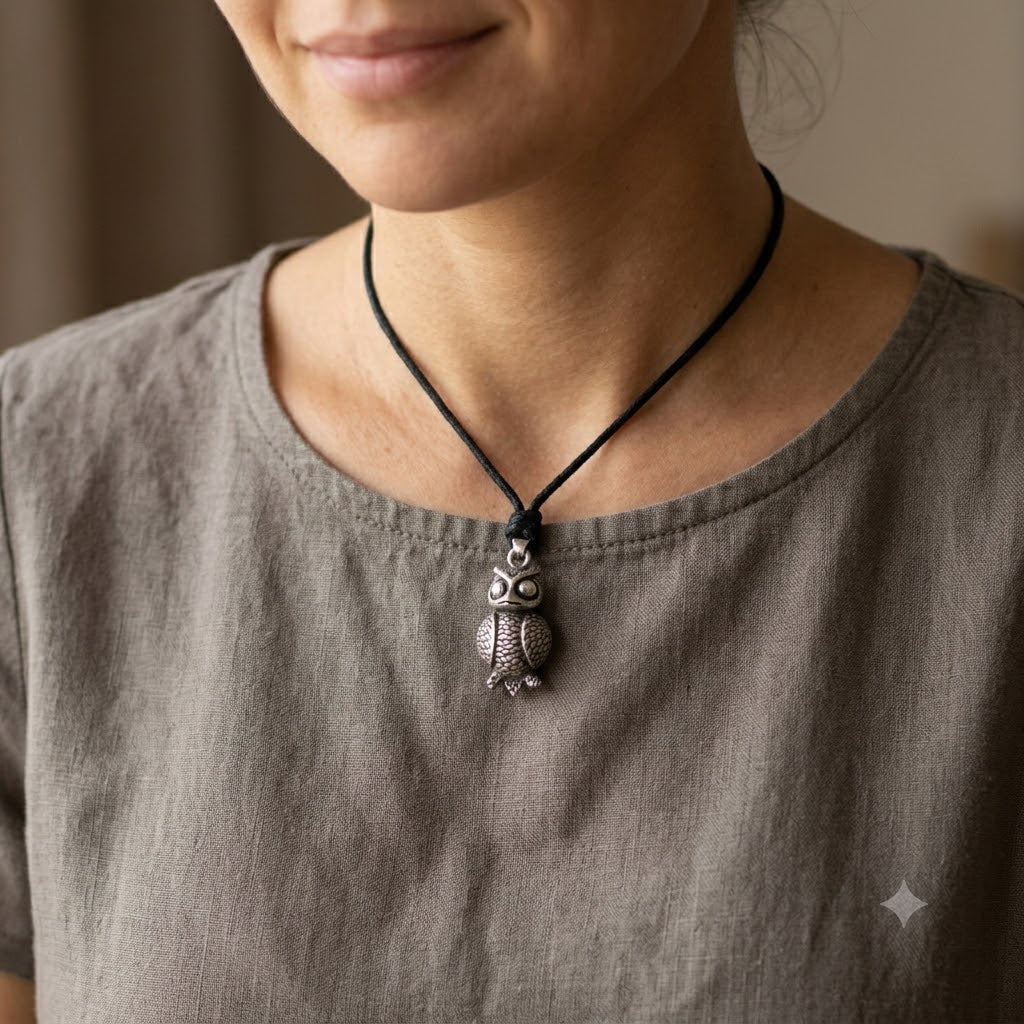 Unique Owl Bird Handmade 92.5 Sterling Silver Brass Pewter Necklace Pendant Jewelry