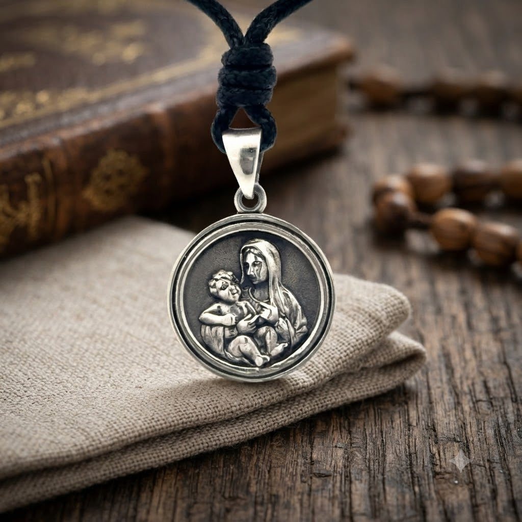 Virgin Mary Handmade 92.5 Sterling Silver Brass Charm Necklace Pendant Jewelry