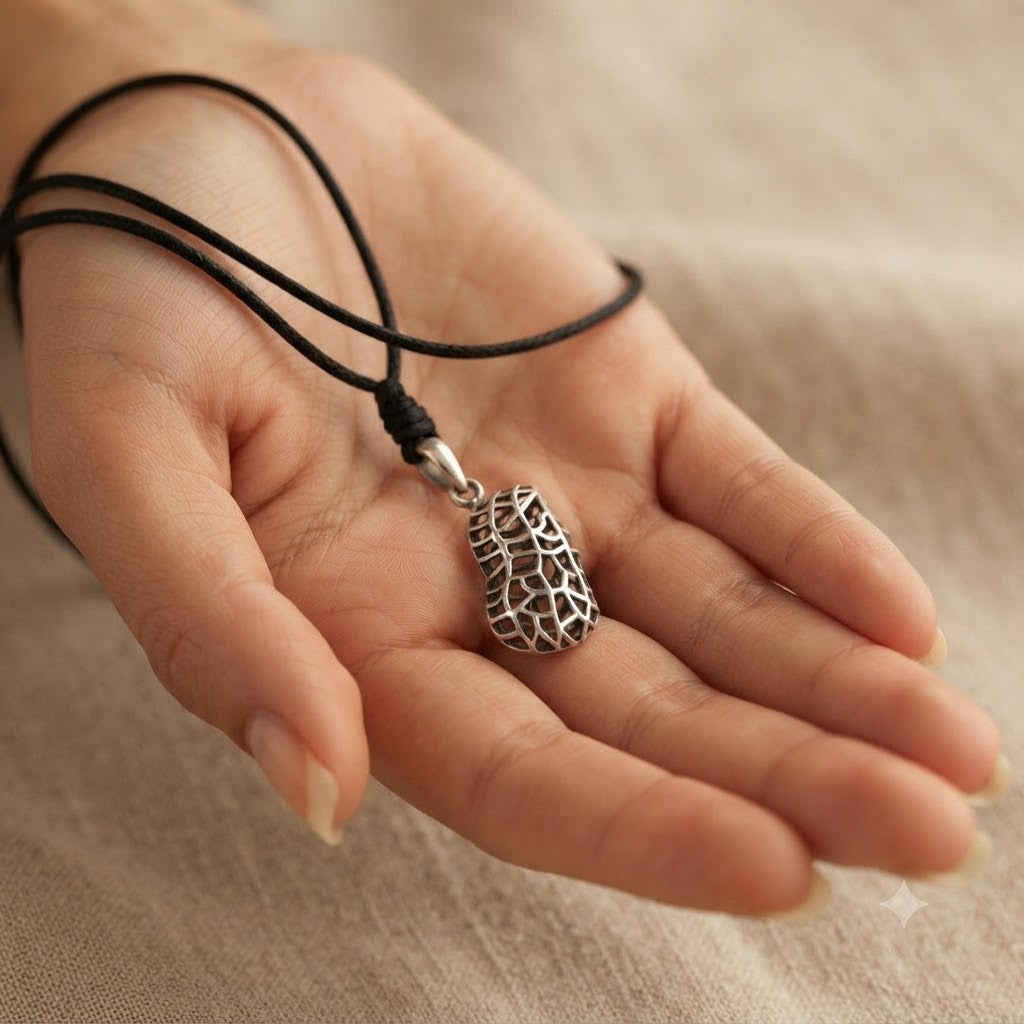 Handmade Peanuts Nut Nature 92.5 Sterling Silver Necklace Pendant Jewelry