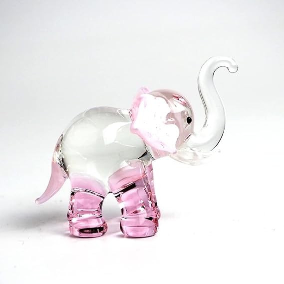 Lucky Elephant Figurines Brown Hand Blown Art Glass Collectible Animal Ornament Gift Decor