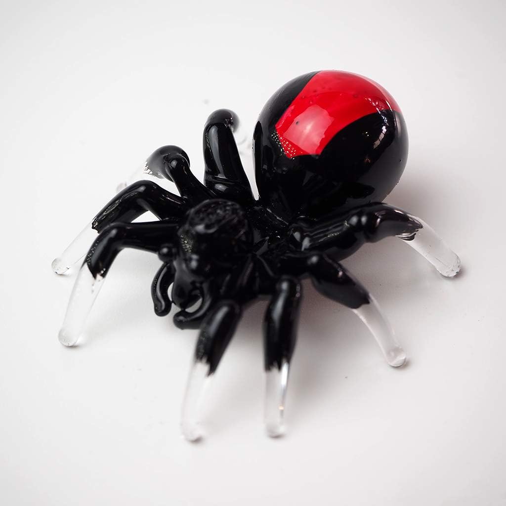 Spider Figurine Blown Glass Animal Figurine Black Hand Blown Art Insect Collectible Halloween Decor