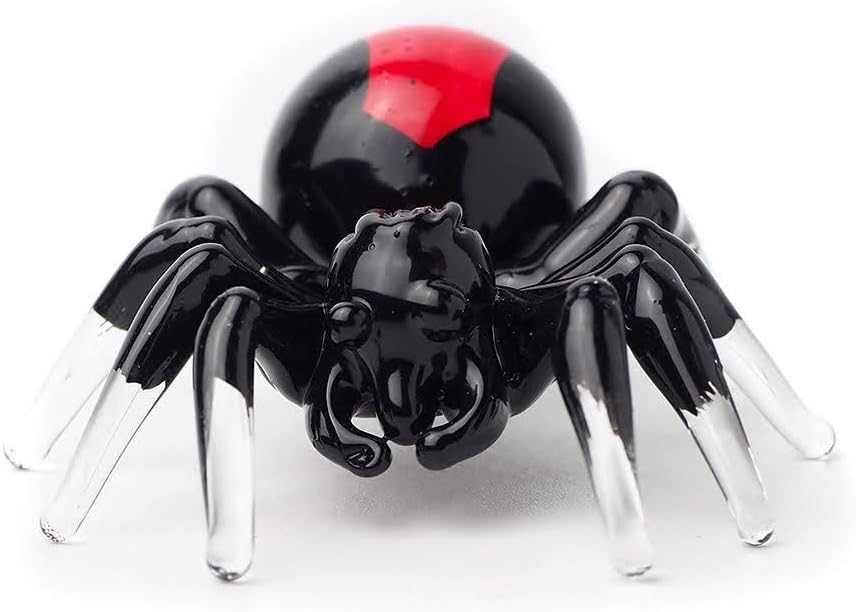 Spider Figurine Blown Glass Animal Figurine Black Hand Blown Art Insect Collectible Halloween Decor