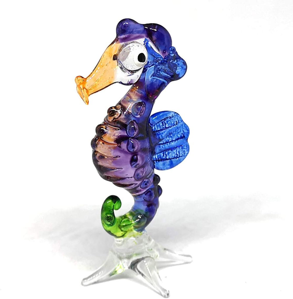 Coastal Blown Glass Figurine Seahorse Aquarium Home Decor Marine Life Spirit Animal Totem