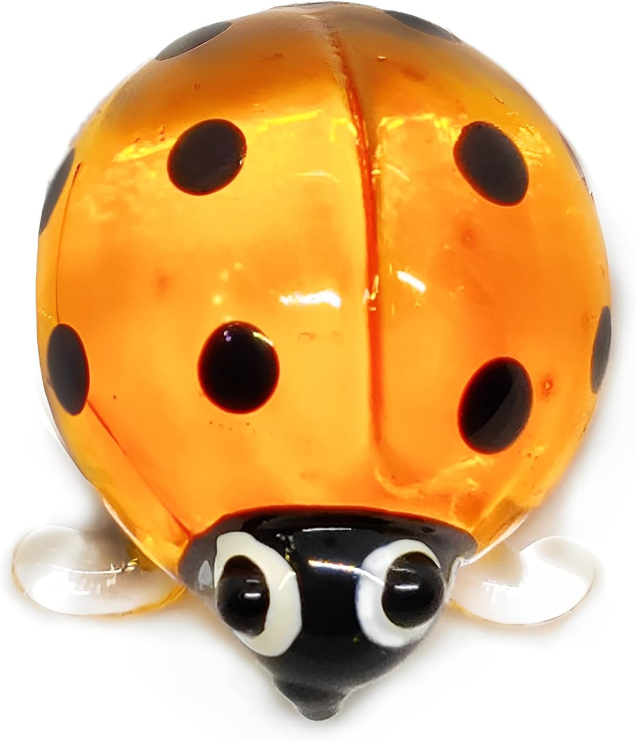 Ladybug Figurine Red & Orange Cute Ladybird Blown Glass Insect Terrarium Gift Garden Decor Set of 3